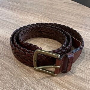 L.L. Bean Brown Genuine Leather Braided Belt Size 32